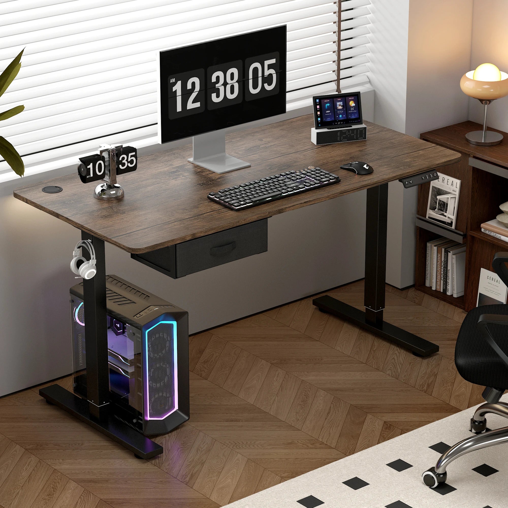 Electric Standing Desk — Height Adjustable with USB Charging Port & Drawer