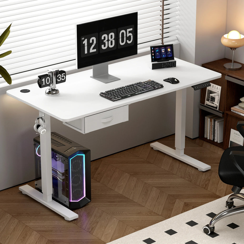 Electric Standing Desk — Height Adjustable with USB Charging Port & Drawer