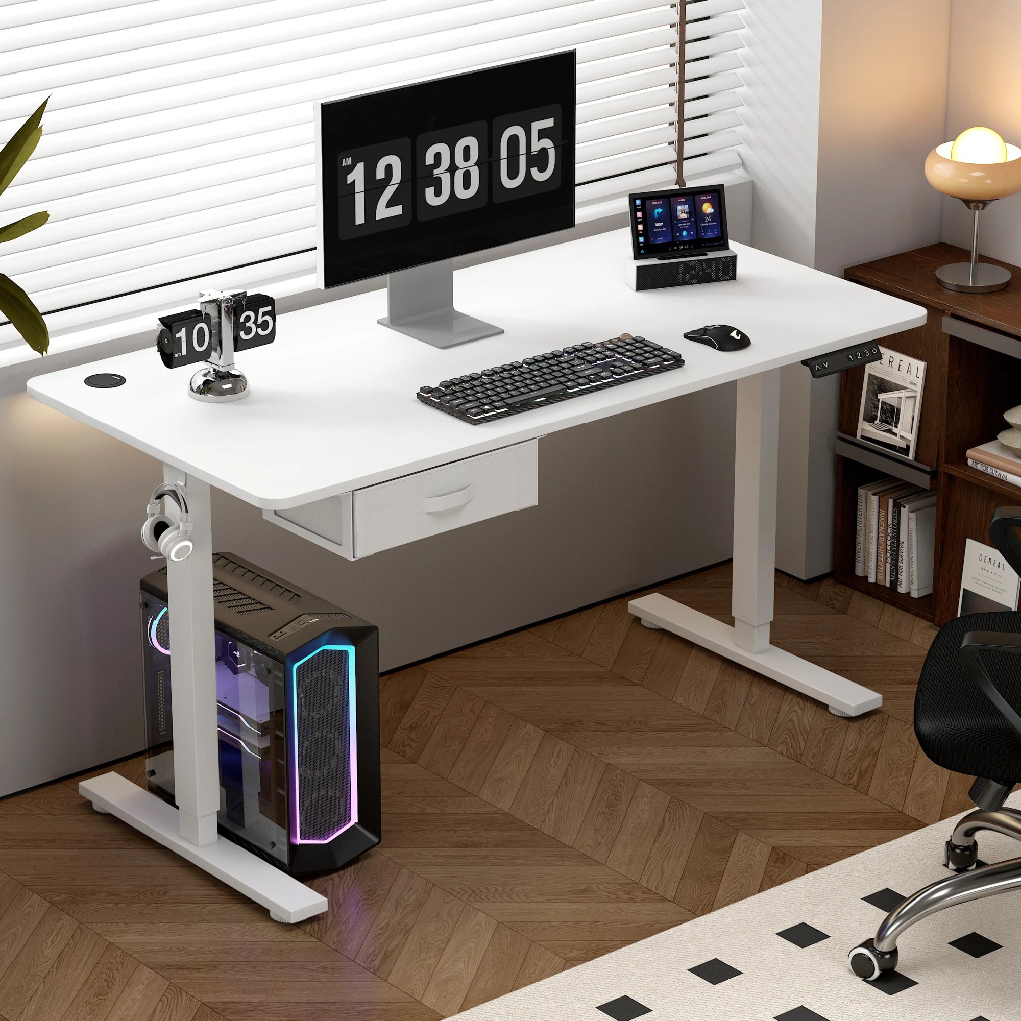 Electric Standing Desk — Height Adjustable with USB Charging Port & Drawer